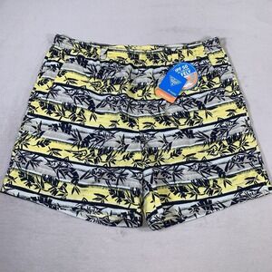 Columbia PFG Swim Trunks Mens 2XL Yellow Fish Print Mesh‎ Lined Omni Shade NEW